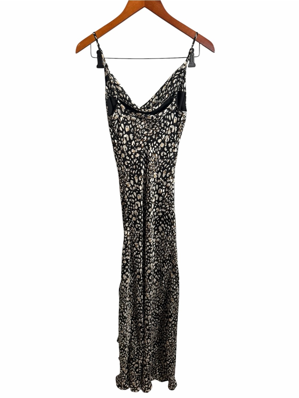 Sage Leopard-Print Satin Maxi Dress - Black & Cream - Picture 3 of 7